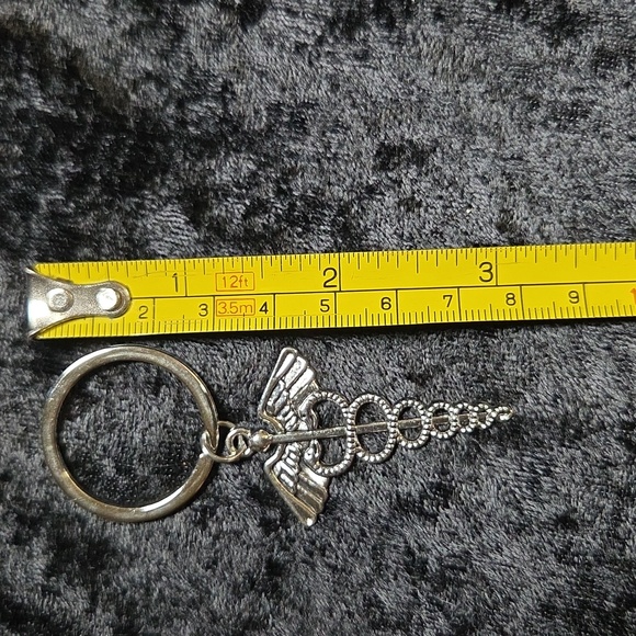 Silver Caduceus Keychain Charm - Picture 3 of 4